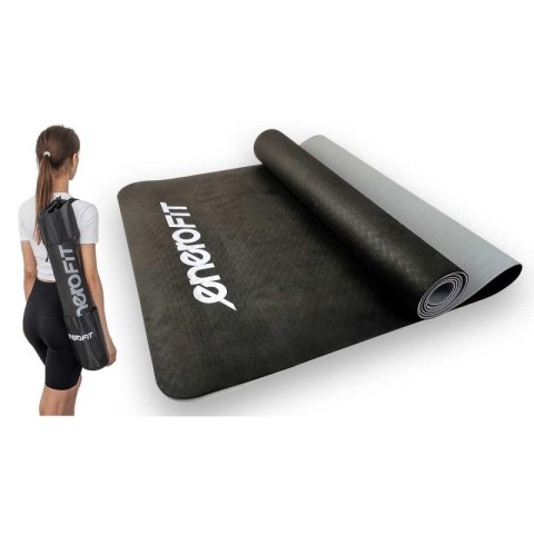 MATA DO JOGI I FITNESS TPE ANTYPOŚLIZGOWA CZARNO-SZARA ENERO FIT Enero