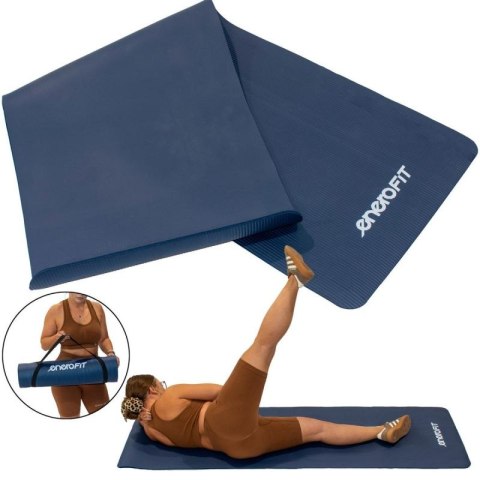 MATA FITNESS NBR ANTYPOŚLIZGOWA 183x60x1CM NIEBIESKA + POKROWIEC ENERO FIT Enero