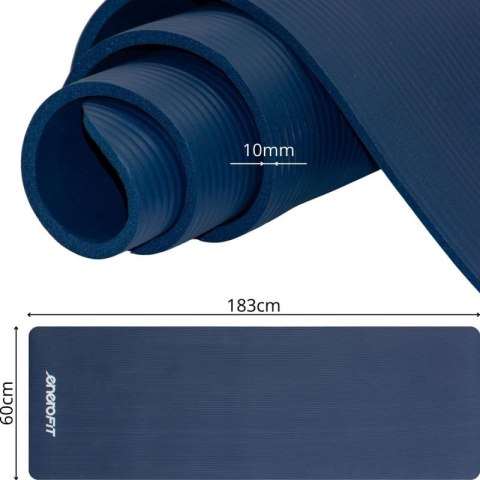 MATA FITNESS NBR ANTYPOŚLIZGOWA 183x60x1CM NIEBIESKA + POKROWIEC ENERO FIT Enero