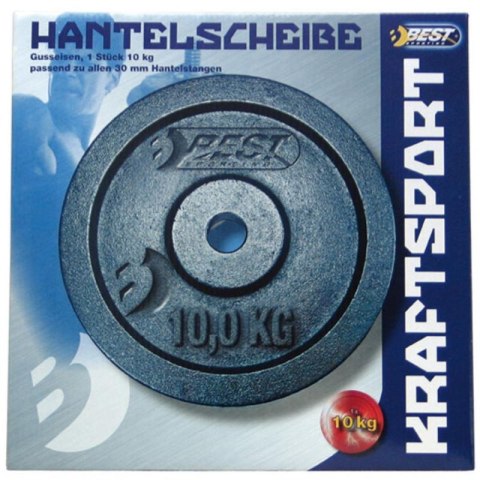 OBCIĄŻENIE ŻELIWNE CZARNE 10 KG BEST SPORTING fi 30mm BEST SPORTING