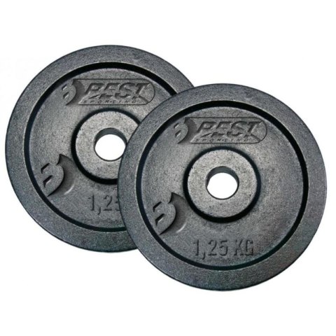 OBCIĄŻENIE ŻELIWNE CZARNE 2x1,25 KG BEST SPORTING fi 30mm BEST SPORTING