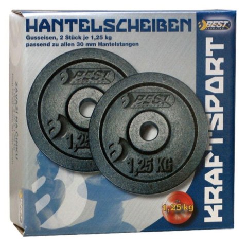 OBCIĄŻENIE ŻELIWNE CZARNE 2x1,25 KG BEST SPORTING fi 30mm BEST SPORTING