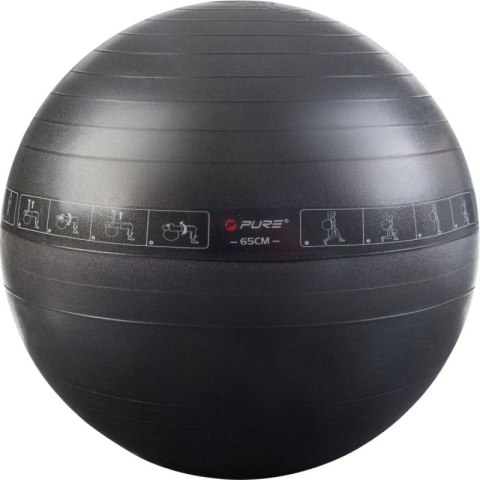 PIŁKA DO ĆWICZEŃ FITNESS 65CM CZARNA PURE 2 IMPROVE Pure 2 Improve