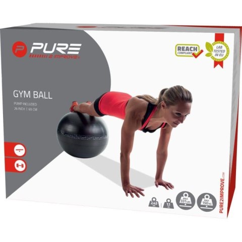 PIŁKA DO ĆWICZEŃ FITNESS 65CM CZARNA PURE 2 IMPROVE Pure 2 Improve