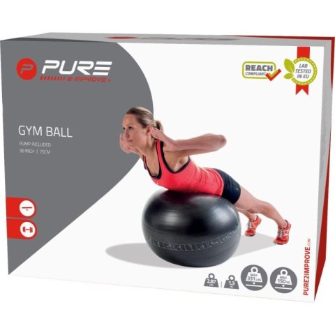 PIŁKA DO ĆWICZEŃ FITNESS 75CM CZARNA PURE 2 IMPROVE Pure 2 Improve