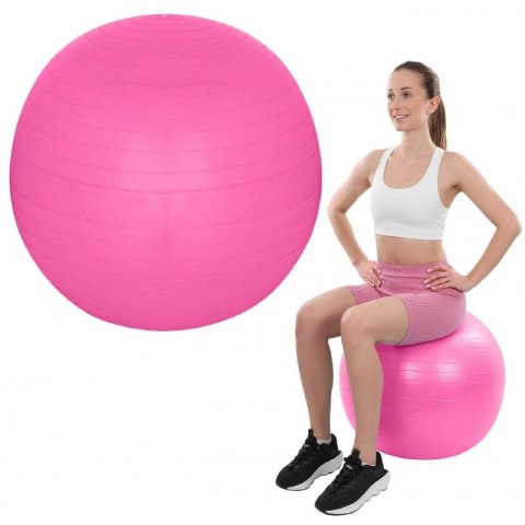 PIŁKA GIMNASTYCZNA DO ĆWICZEŃ FITNESS 65CM ANTIBURST RÓŻOWA XQMAX