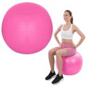 PIŁKA GIMNASTYCZNA DO ĆWICZEŃ FITNESS 65CM ANTIBURST RÓŻOWA XQMAX