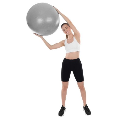 PIŁKA GIMNASTYCZNA DO ĆWICZEŃ FITNESS 65CM ANTIBURST SZARA XQMAX