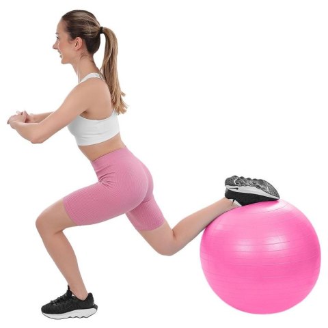 PIŁKA GIMNASTYCZNA DO ĆWICZEŃ FITNESS 75CM ANTIBURST RÓŻOWA XQMAX