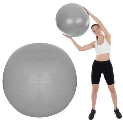 PIŁKA GIMNASTYCZNA DO ĆWICZEŃ FITNESS 75CM ANTIBURST SZARA XQMAX
