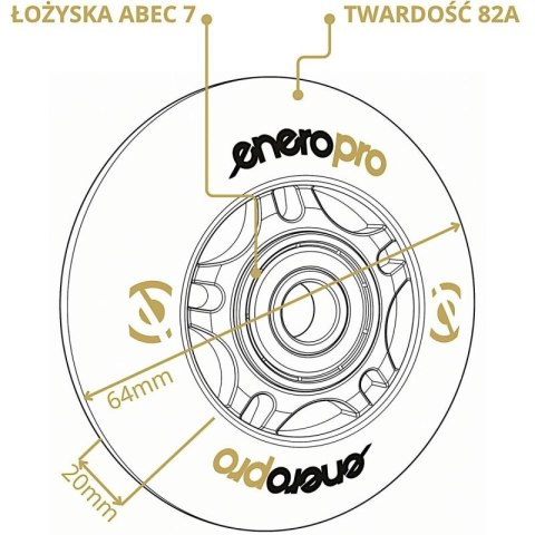 KÓŁKA DO ROLEK ENERO PRO PU 64 MM 4 SZT Z ŁOŻYSKAMI ABEC 7 LED Enero