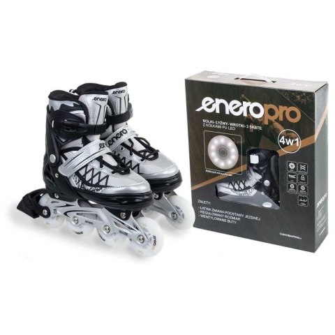 ŁYŻWOROLKI-WROTKI-ŁYŻWY 4W1 ENERO PRO LED 34-37 SZARE Enero Pro
